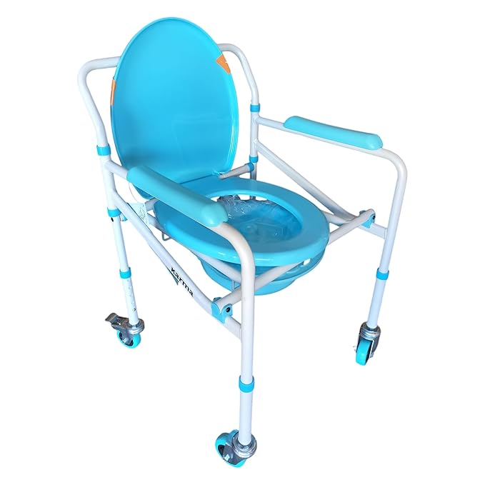 Foldable Commode Chair W/Wheel - Aqua 5 (Karma)